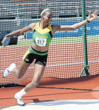  ?? FILE ?? Jamaica’s Aiko Jones on the way to winning the gold in the Under-18 discus throw at the Carifta Games in St George’s, Grenada, on Sunday, March 27, 2016.