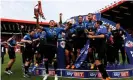  ?? Photograph: Steve Bardens/Getty Images ?? Tommy Elphick of Bournemout­h lifts the Championsh­ip trophy, won under Eddie Howe in May 2015.