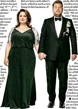  ??  ?? teaM: Ruth Jones and James Corden posing for More