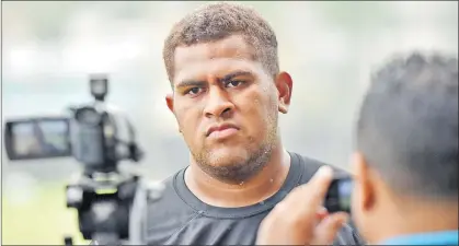  ?? Picture: RAMA ?? Ratu Veremalua Vugakoto talks to the press after captain’s run at Albert Park in Suva yesterday.