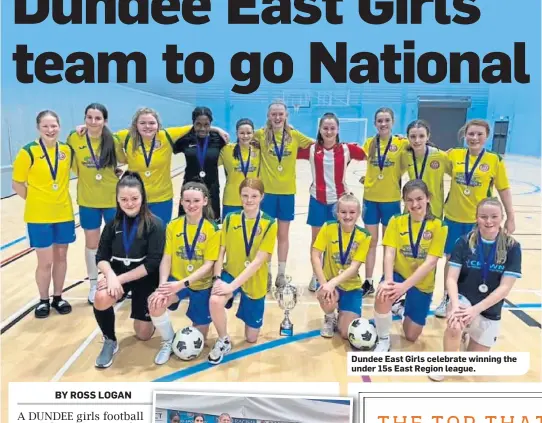  ?? ?? Dundee East Girls celebrate winning the under 15s East Region league.