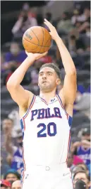  ?? MATT SLOCUM/AP ?? The 76ers’ Georges Niang takes a shot during a preseason game on Oct. 7 in Philadelph­ia.