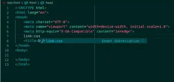 ??  ?? Als Emmet een afkorting herkent, geeft het dat al aan als tooltip. Met de Enter- of Tab-toets kun je de bijbehoren­de HTML-code invoegen.