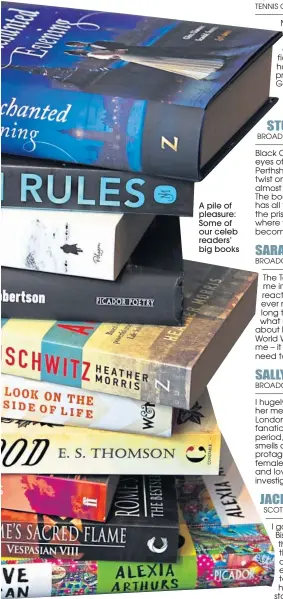  ??  ?? A pile of pleasure: Some of our celeb readers’ big books