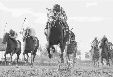  ?? ADAM COGLIANESE/COGLIANESE PHOTOS ?? Curlin’s Approval earned a career-high Beyer of 103 in this Princess Rooney win last year.