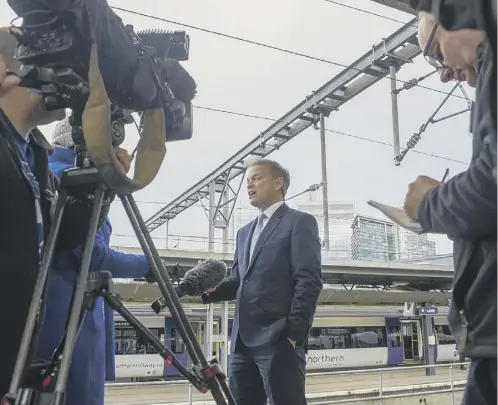  ??  ?? BIGGER BUDGET: Transport Secretary Grant Shapps at Leeds station earlier this year. Picture: Tony Johnson