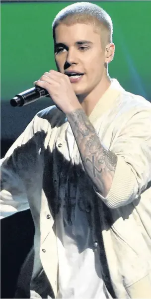  ??  ?? > Justin Bieber played the Principali­ty Stadium in Cardiff last night