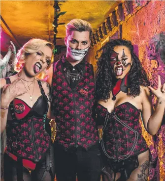  ?? Picture: JERAD WILLIAMS ?? Dracula’s performers Ruby Gunnis, Sam King and Taylor Reweti.