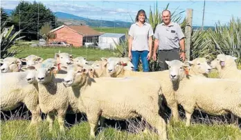  ?? Photo / Supplied ?? Western Southland farmers Dean and Fiona Addenbrook­e at home with some of their Romney rams.