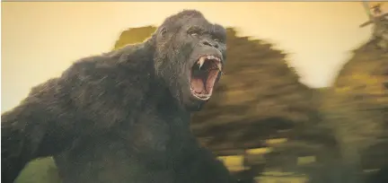  ?? WARNER BROS. ?? Kong looks like a cross between Harry from Harry and the Hendersons and Caesar from Planet of the Apes, writes Chris Lackner.