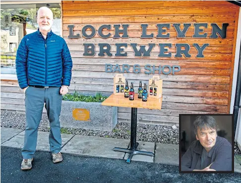  ??  ?? CHEERS: Thomas Moffat at Loch Leven Brewery with the limited edition beer for sale to aid NatureScot. Inset: Ian Rankin.