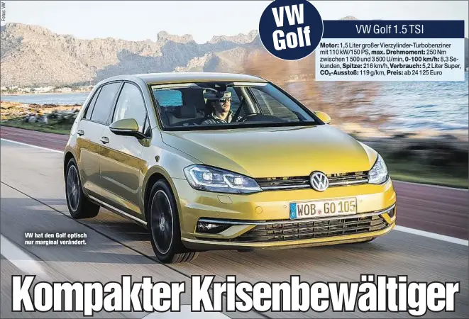  ??  ?? VW hat den Golf optisch nur marginal verändert.