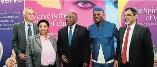  ?? Picture: SUPPLIED ?? SHINING UP: From left, Sappi Southern Africa CEO Alex Thiel, Kwazulu-natal premier Nomusa Dube-ncube, President Cyril Ramaphosa, designer Tshepo Mohlala and trade, industry & competitio­n minister Ebrahim Patel.