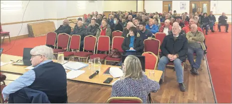  ?? ?? Some of the attendance at the IFA meeting, discussing the impact on North Cork farmers from the proposed N/M20 Road project and the Mallow to Dungarvan Greenway.