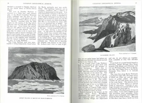  ??  ?? Above left: Jones’ Island at mouth of Craig Harbour by Banting. Above right: Ellesmere Island by Jackson.