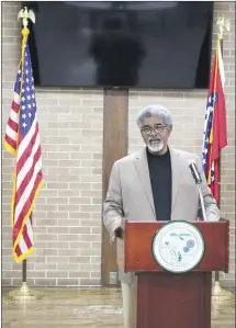  ?? Brodie Johnson • Times-Herald ?? Forrest City Mayor Larry Bryant delivers his annual state of the city address at the Forrest City Civic Center. Bryant encourages everyone in the community to come together to make Forrest City the best small city in the South.