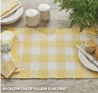  ?? ?? WICKLOW CHECK YELLOW PLACEMAT