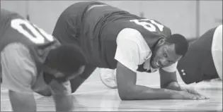  ?? MATHEW MCCARTHY, RECORD STAFF ?? George Blakeney works out with the K-W Titans at RIM Park on Tuesday. The six-foot-nine, 255-pound power forward/centre will help the team down the middle out east against Saint John and Cape Breton.