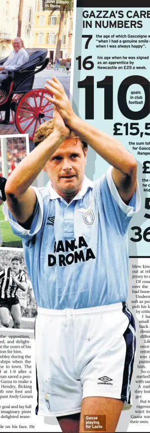  ??  ?? Gazza playing for Lazio