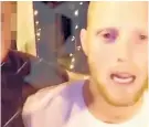  ??  ?? Apology: Ben Stokes’s impersonat­ion of Katie Price’s son Harvey in the video