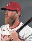  ?? KAREEM ELGAZZAR/THE ENQUIRER ?? Cincinnati Reds right fielder Jake Fraley stands for a portrait during spring training at the team’s spring training facility in Goodyear, Ariz.