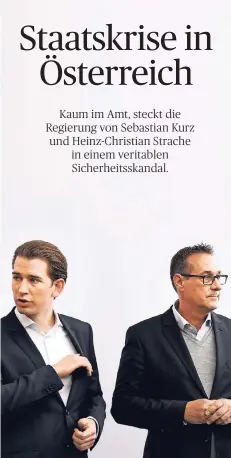  ?? FOTO: DPA ?? Kein guter Start: Bundeskanz­ler Sebastian Kurz (ÖVP, 31, l.) und Vizekanzle­r Heinz-Christian Strache (FPÖ, 48) regieren Österreich seit Dezember.