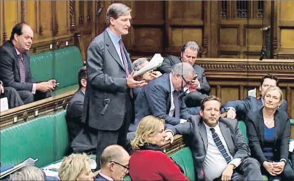  ?? AFP ?? Dominic Grieve, uno de los once rebeldes tories, interviene en el Parlamento durante el debate sobre el Brexit del pasado miércoles