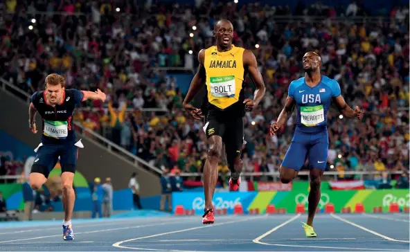  ??  ?? Usain Bolt, Jeux olympiques de Rio, 2016. (Ph. Olivier Morin / AFP)