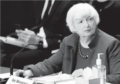  ?? STEFANI REYNOLDS/THE NEW YORK TIMES ?? Treasury Secretary Janet Yellen testifies Sept. 28 at a Senate committee hearing.