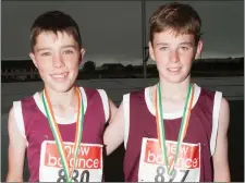  ??  ?? Gearoid Mulvihill (1st) Listowel,and David Harris (2nd) Listowel in the Kerry Athletic County Final 2/2 K Walk at An Riocht AC