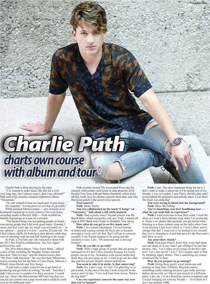  ??  ?? CHARLIE PUTH