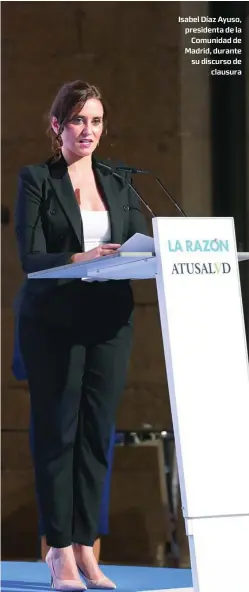 ??  ?? Isabel Díaz Ayuso, presidenta de la Comunidad de Madrid, durante su discurso de clausura