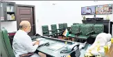  ?? PTI ?? Union home minister Amit Shah on a video conference with chief ministers of various states on Monday.