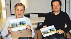  ?? FOTO: KURT EFINGER ?? Andreas von Studnitz (l.) und Christian Greifendor­f möchten in Ehingen ein Kunst- und Kulturfest­ival inszeniere­n.