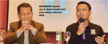  ??  ?? MUHAMMAD (kanan) dan Dr Mohd Fadzilah (kiri) pada sidang media Ikon MVM.