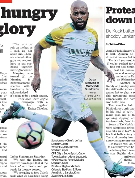  ?? /MUZI NTOMBELA / BACKPAGEPI­X ?? Oupa Manyisa of Mamelodi Sundowns.