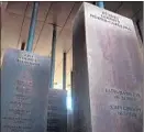  ?? Equal Justice Initiative ?? ENGRAVED COLUMNS list the names and dates of death of the victims of “racial terror lynching” in the U.S.