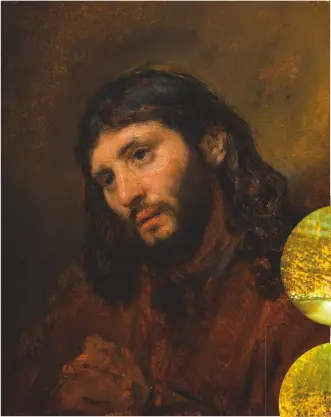  ??  ?? Fig 1 left: Study of the Head and Clasped Hands of a Young Man as Christ in Prayer by Rembrandt. £9,480,800. Fig 2 below: Two thumbprint­s from the painting, likely belonging to Rembrandt