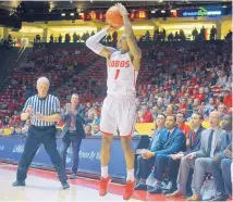  ?? GREG SORBER/JOURNAL ?? New Mexico’s Chris McNeal shoots during Tuesday night’s game against Rice in the Pit. McNeal came off the bench and scored 12 points, including 4-of-9 on 3s.