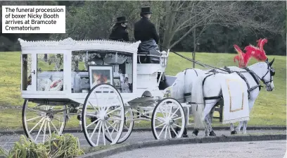  ??  ?? The funeral procession of News boxer Nicky Booth arrives at Bramcote Crematoriu­m