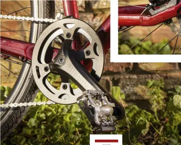  ??  ?? LEFT Orbea-branded chainset with rust-protected KMC chain