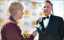  ?? ?? (Bottom) City of Santa Clarita Mayor Laurene Weste, left, interviews McClements on the red carpet at the Canyon Country Farmers Market grand opening.