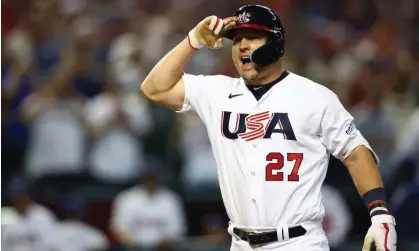  ?? ?? Mike Trout hit a three-run homer in USA’s victory over Canada. Photograph: Mark J Rebilas/USA Today Sports