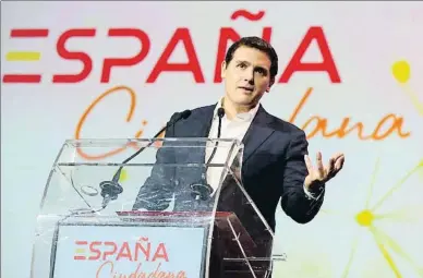  ?? J.J.GUILLEN / EFE ?? Rivera durante la presentaci­ón de la plataforma España Ciudadana, el pasado día 20 en Madrid