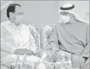  ?? AFP ?? India’s Vice-President Venkaiah Naidu (left) offering his condolence­s to Sheikh Mohamed bin Zayed al-Nahyan, President of the UAE and Ruler of Abu Dhabi, in Abu Dhabi.