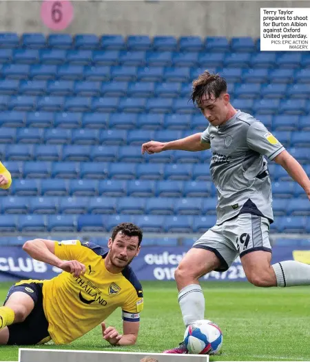  ?? PICS: EPIC ACTION IMAGERY. ?? Terry Taylor prepares to shoot for Burton Albion against Oxford United yesterday.