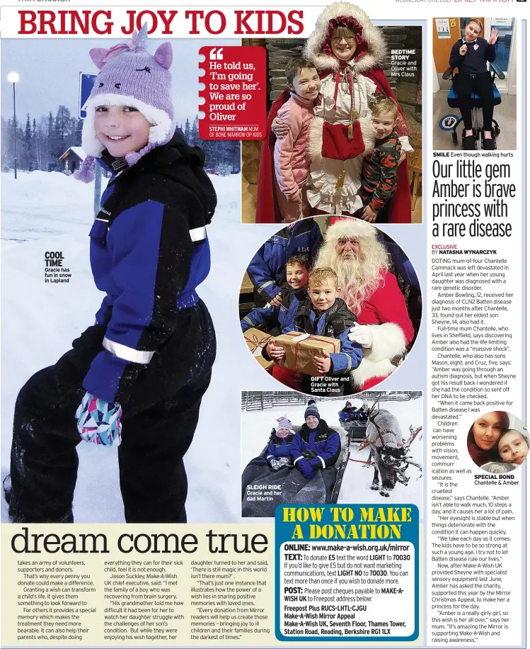  ?? ?? COOL TIME Gracie has fun in snow in Lapland
GIFT Oliver and Gracie with Santa Claus