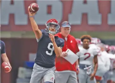  ?? ALABAMA PHOTO BY KENT GIDLEY ?? Sophomore quarterbac­k Bryce Young will guide Alabama’s first-team offense during the annual A-Day game Saturday afternoon at Bryant-Denny Stadium. Georgia will also hold its G-Day game on Saturday at Sanford Stadium.