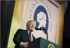  ?? ANDREW HARNIK — THE ASSOCIATED PRESS ?? President Donald Trump speaks at the Susan B. Anthony List 11th Annual Campaign for Life Gala at the National Building Museum, Tuesday in Washington.