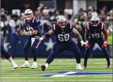  ?? BRANDON WADE — THE ASSOCIATED PRESS ?? Patriots guard Atonio Mafi (68) is seen during the first half of an NFL football game against the Dallas Cowboys,